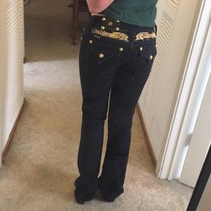 Miss Me Blue Jeans size 28 with gold rhine…